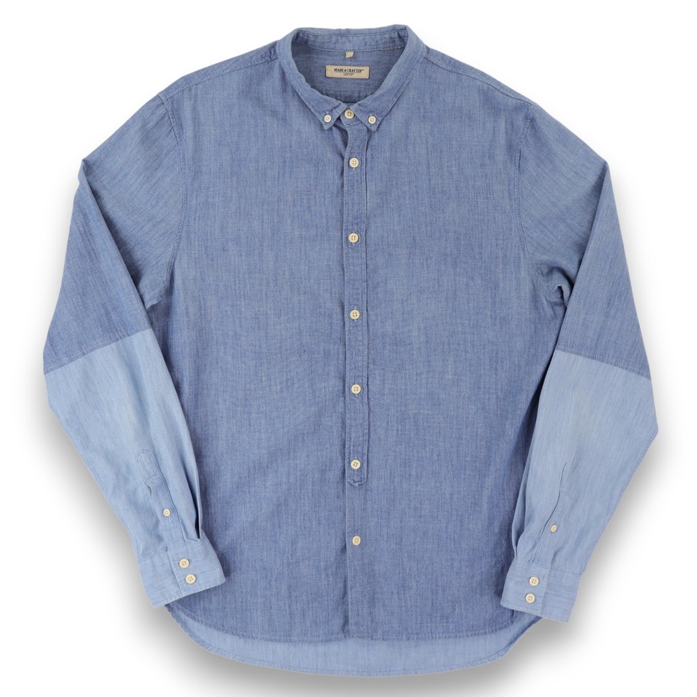 Levi's Made & Crafted Shirt Mens Medium Blue‎ Chambray Colorblock Long Sleeve
